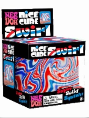 Needoh Viral Nice Cube Swirlin' USA Squish Toy - Red White Blue, NWT